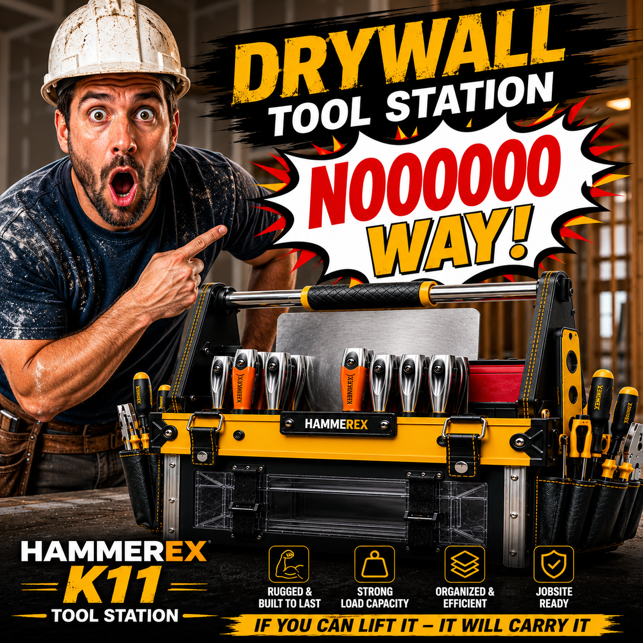 The Hammerex K11 Tool Station — Redefining Drywall Site Storage