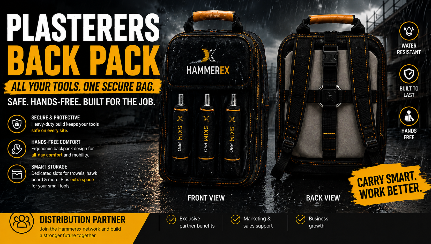 Hammerex Plasterer's Backpack — features banner