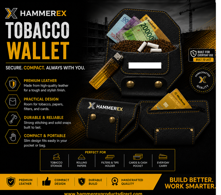 Leather Tobacco Wallet — Zip Pocket
